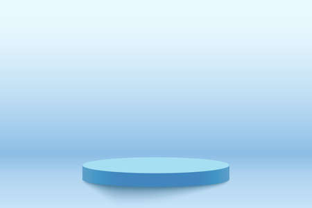 realistic mockup of podium studio platform in blue colorsのイラスト素材