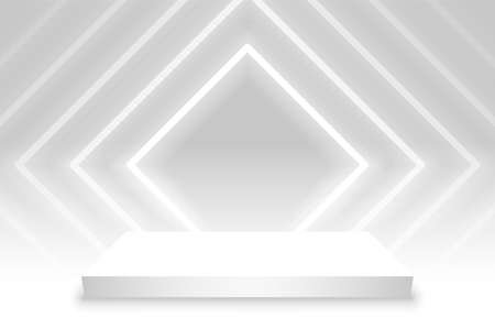 square podium platform with neon lights white backgroundのイラスト素材