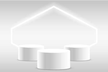 3d podium platforms for product display with neon lightsのイラスト素材