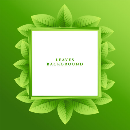 green leaves eco background with text frameのイラスト素材