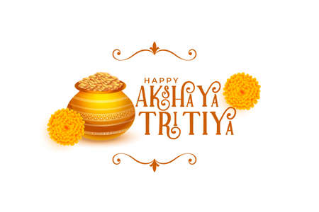 happy akshaya tritiya background with kalash and golden coinsのイラスト素材