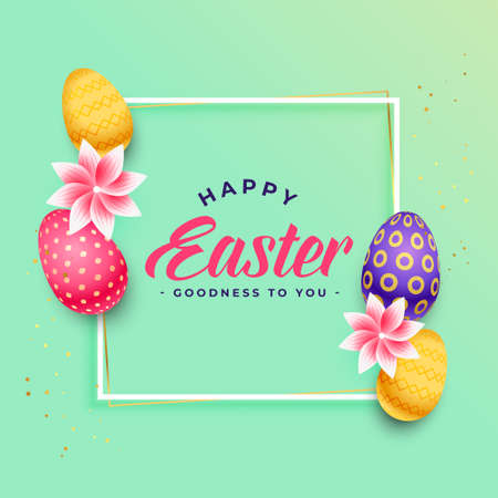 happy easter 3d eggs card designのイラスト素材