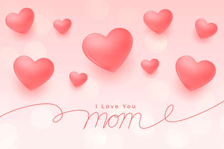 3d hearts mothers day love card designのイラスト素材