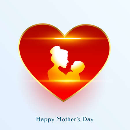 happy mothers day red heart greetingのイラスト素材