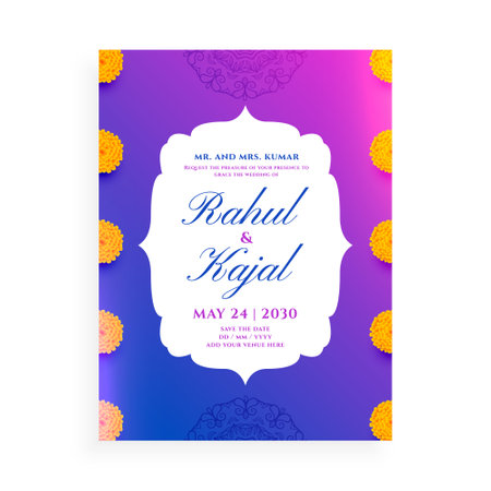 vibrant indian wedding card design templateのイラスト素材