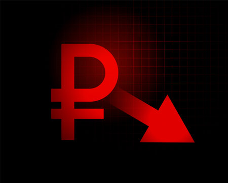 weak ruble performance with dowfall arrowのイラスト素材