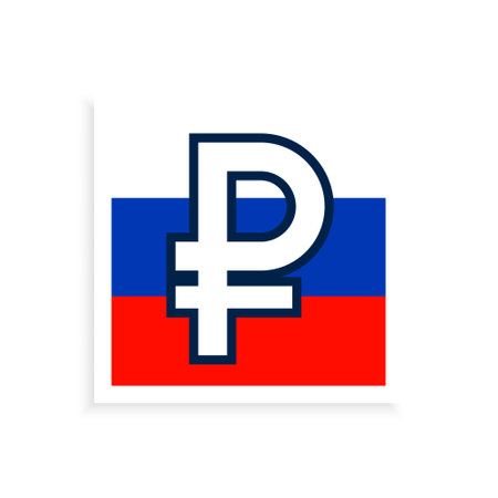 ruble symbol with map of russiaのイラスト素材