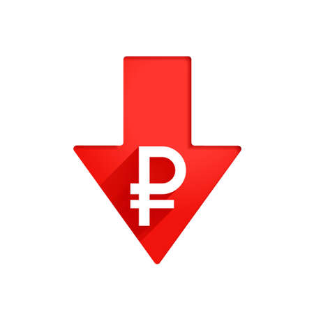 russian ruble red downfall crisis of economyのイラスト素材