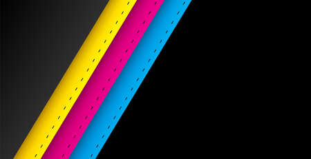abstract background in cmyk colors stripes in paper styleのイラスト素材
