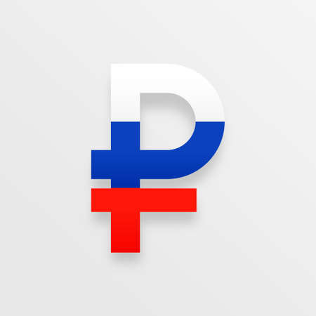 ruble symbol with flag of russiaのイラスト素材
