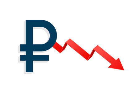 russian currency collapse downfall ruble pricessのイラスト素材