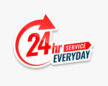 24 hour everyday service sticker designのイラスト素材