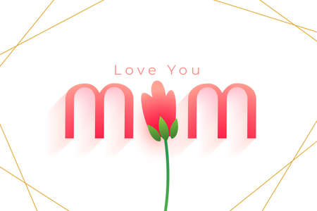 love you mom message with tulip flower backgroundのイラスト素材