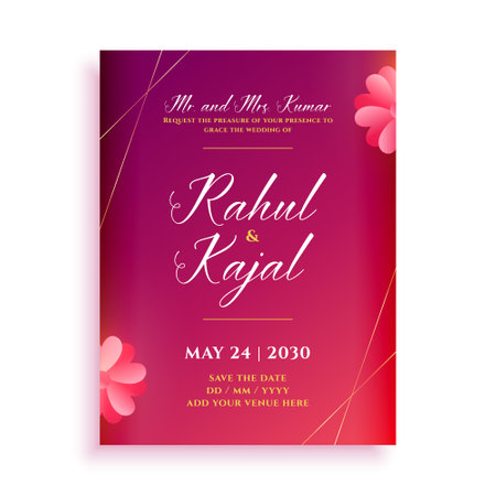 flower style indian wedding card template designのイラスト素材