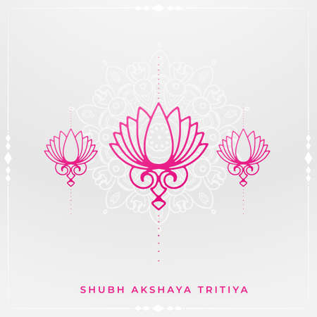 line art lotus flower decoration akshaya tritiya greeting backgroundのイラスト素材