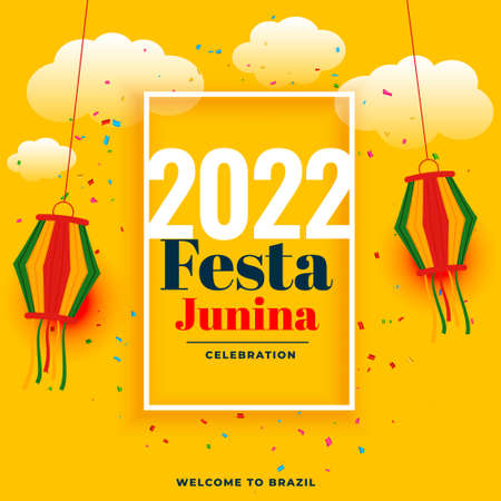 2022 festa junina festival celebration with confetti and lantern decoration