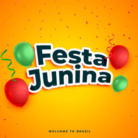 festa junina celebration card with realistic balloons and confettiのイラスト素材