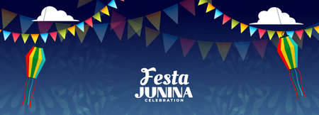 cheerful festa junina blue festival banner design