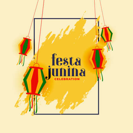 abstract style festa junina banner with hanging lanterns