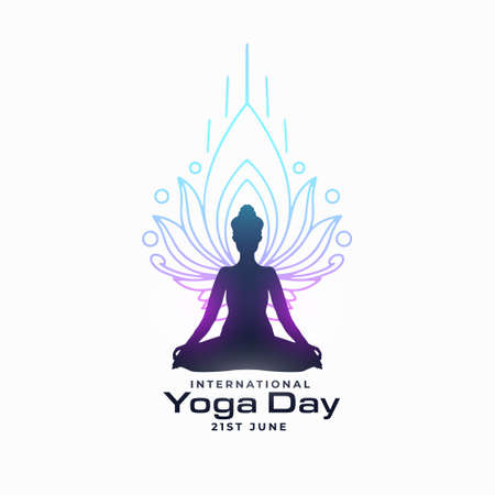 yoga day celebration poster with sihouette of female doing yogaのイラスト素材