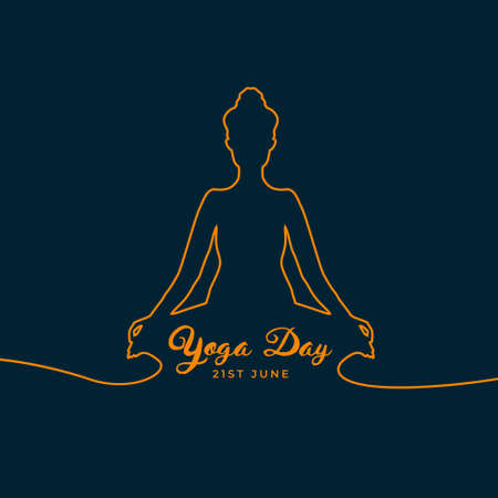line style yoga day pose poster designのイラスト素材