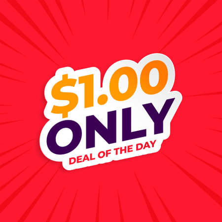 dollar one only deal of the day sale bannerのイラスト素材