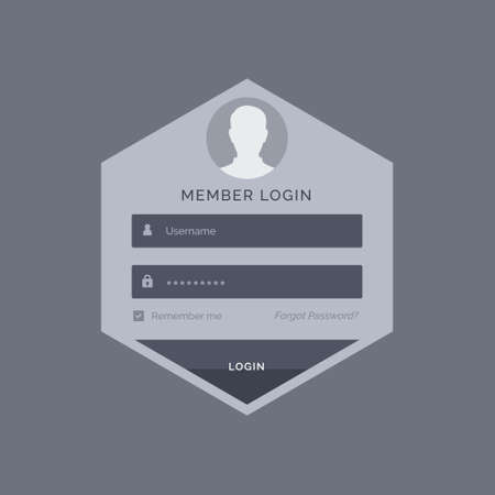 member login form ui template design in hexagonal shapeのイラスト素材