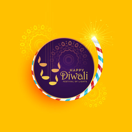 creative illustration of diwali festival of light with burning crackerのイラスト素材