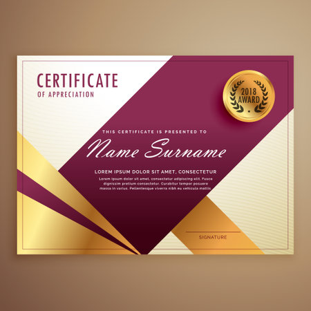 premium certificate design template with modern geometric shapesのイラスト素材