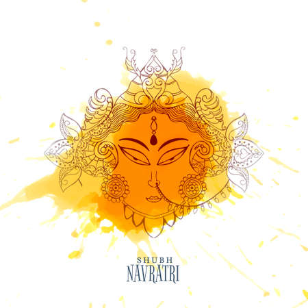 navratri celebration illustration with maa durga faceのイラスト素材