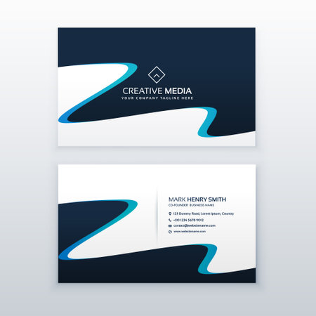 abstract wavy blue business card designのイラスト素材