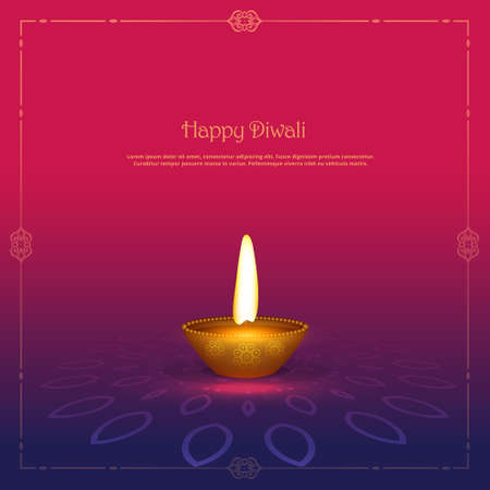 golden diya diya lamp on beautiful backgroundのイラスト素材