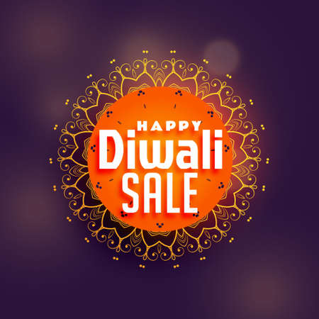 happy diwali sale background with mandala decorationのイラスト素材