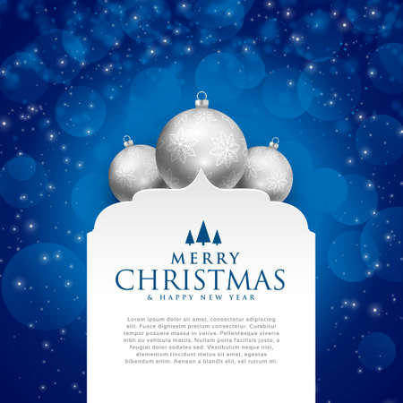 elegant blue merry christmas design with silver ballsのイラスト素材