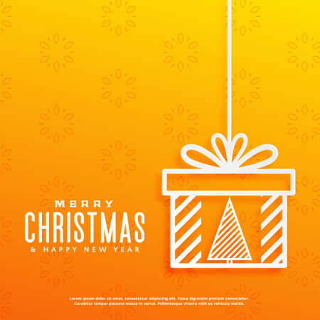 yellow background with christmas tree inside a gift box designのイラスト素材