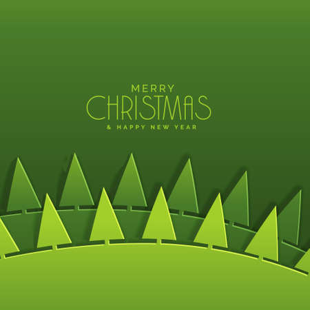 greeting for merry christmas festival in paper cut style green colorのイラスト素材