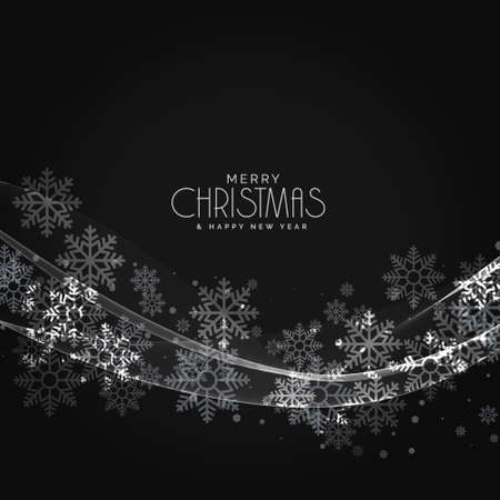 stylish dark christmas snowflakes background with wave effectのイラスト素材