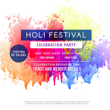 happy holi party invitation template flyerのイラスト素材