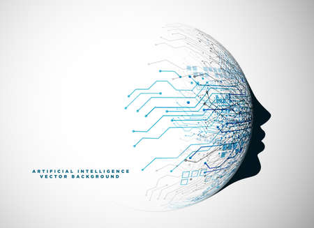 futuristic digital face for artificial intelligence backgroundのイラスト素材
