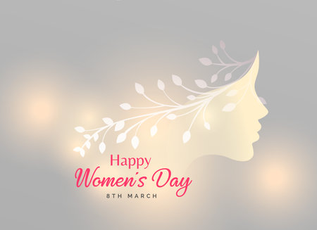 beautiful female face with floral decoration for happy women's dayのイラスト素材