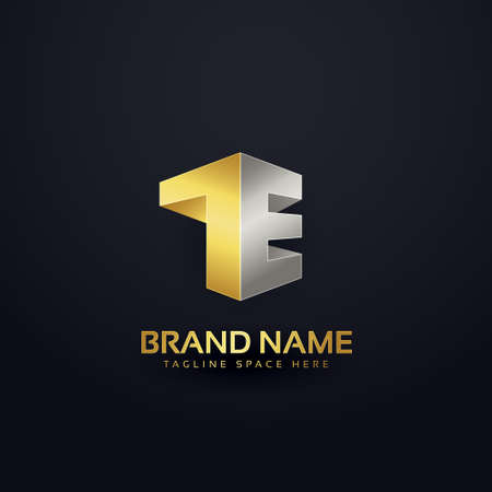logo concept design in golden premium style for letter T and Eのイラスト素材