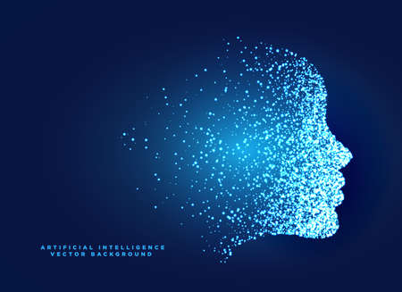 particle digital face concept design for artificial intelligent and machine learningのイラスト素材