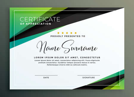 certificate template design in green black geometric shapesのイラスト素材