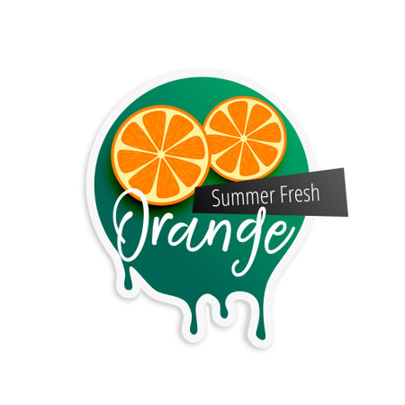 orange fruit label for summer seasonのイラスト素材