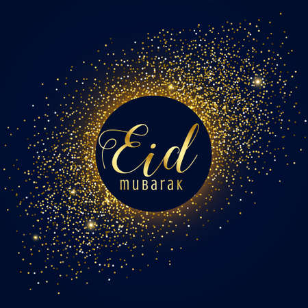 awesome eid mubarak festival greeting with golden sparklesのイラスト素材