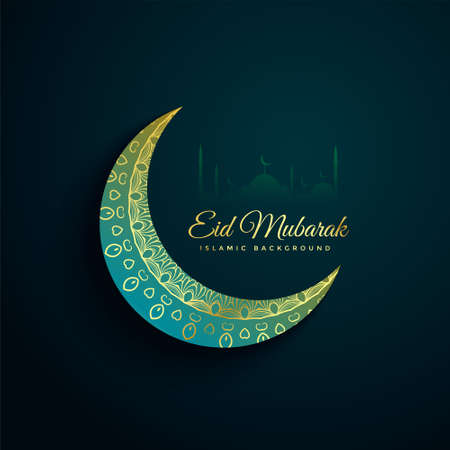 beautiful decorative eid mubarak moon backgroundのイラスト素材
