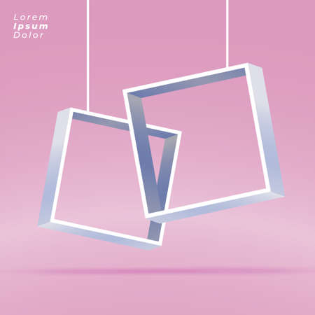 hanging 3d open boxes on pink background