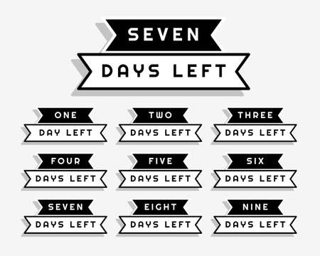 ribbon style number of days left sale and promotion bannerのイラスト素材