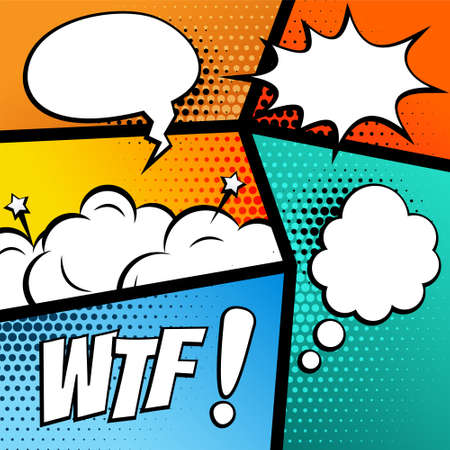 comic strip background with speech bubbles and expressionsのイラスト素材