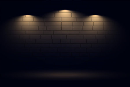 three warm focus light effect on brick wall backgroundのイラスト素材